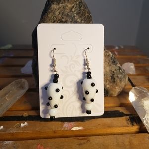Handmade white and black funky earrings